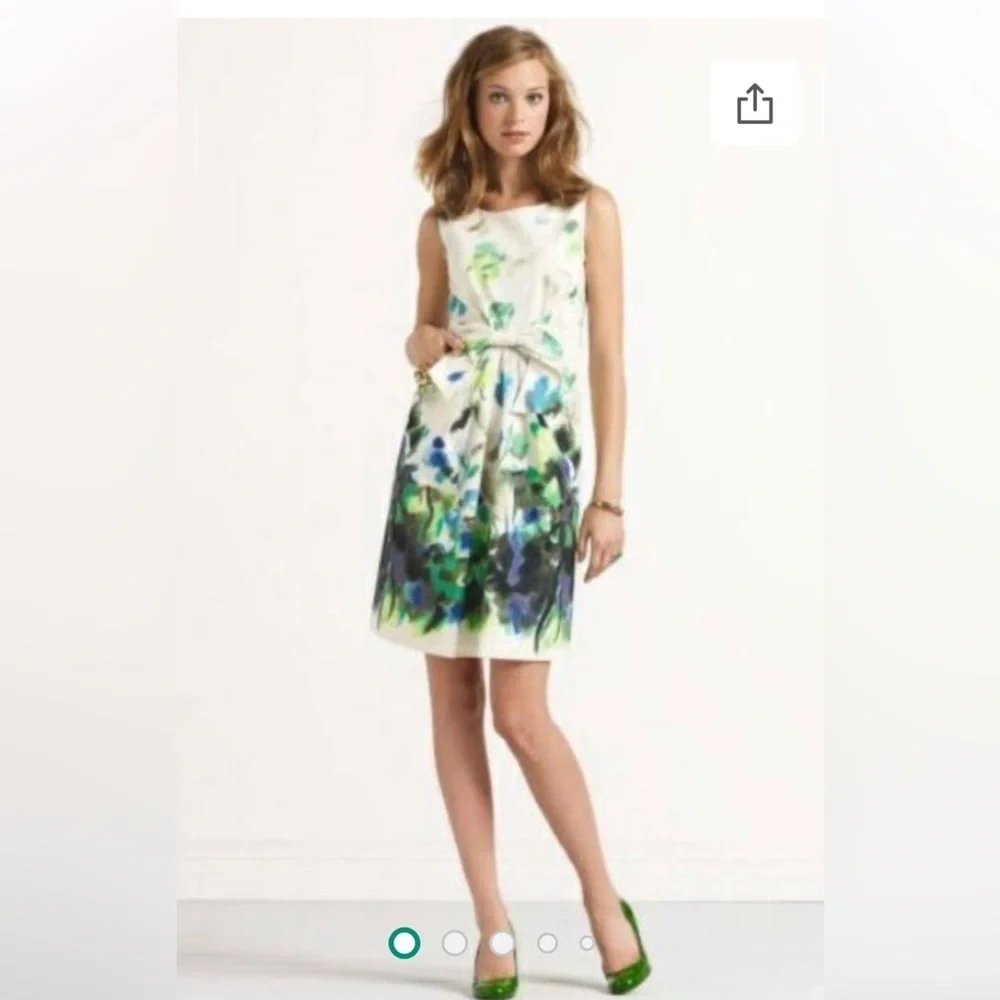 KATE SPADE SUMMER FLORAL NATURAL JULLIAN DRESS SZ 2